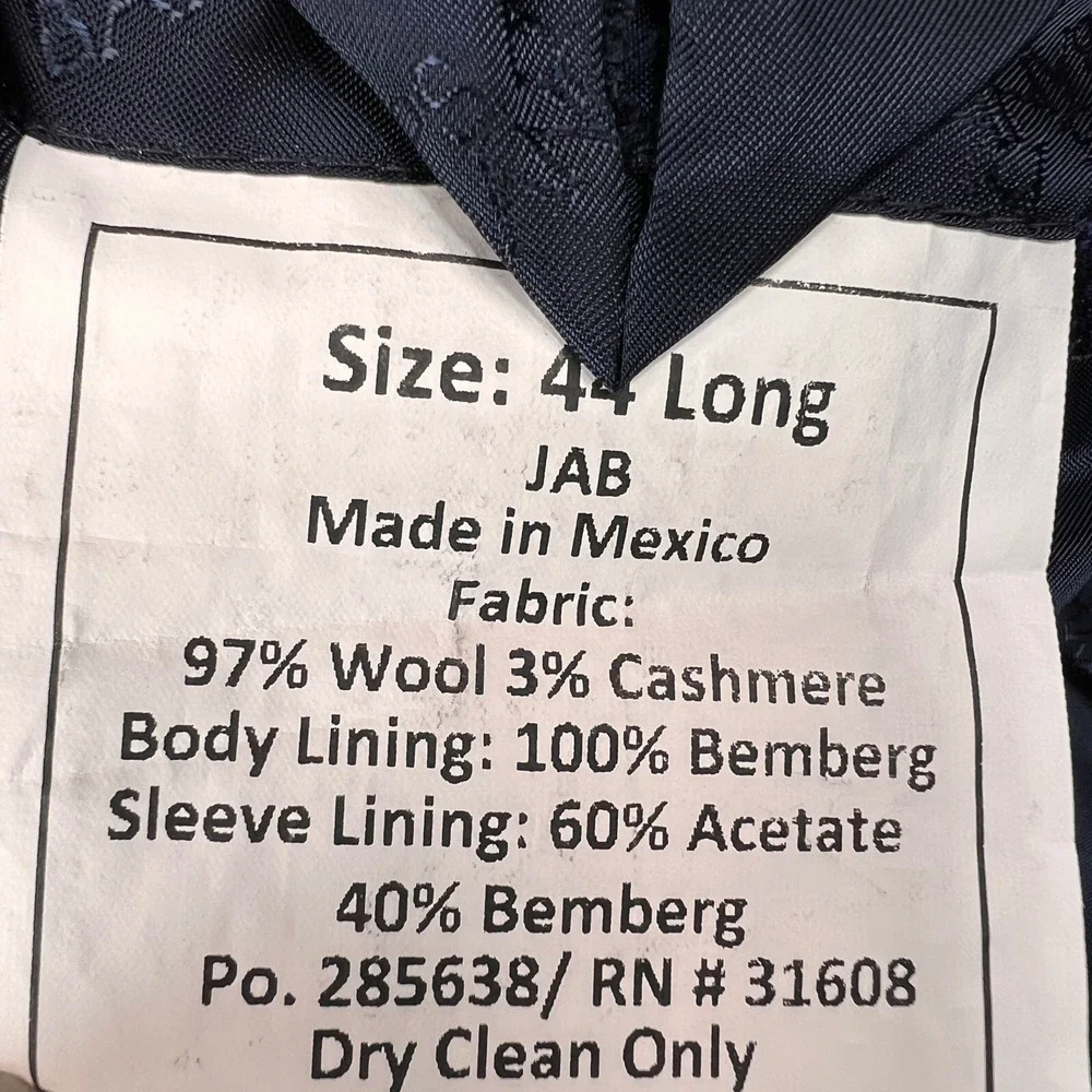 Jos. A. Bank Reserve Wool Cashmere Blazer Sport Coat Men 44L Navy Reda Italy